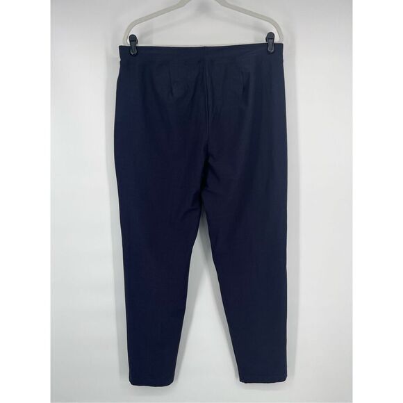 NEW Eileen Fisher Washable Stretch Crepe Pant Pull On Slim Fit Navy Size Large - Picture 2 of 8